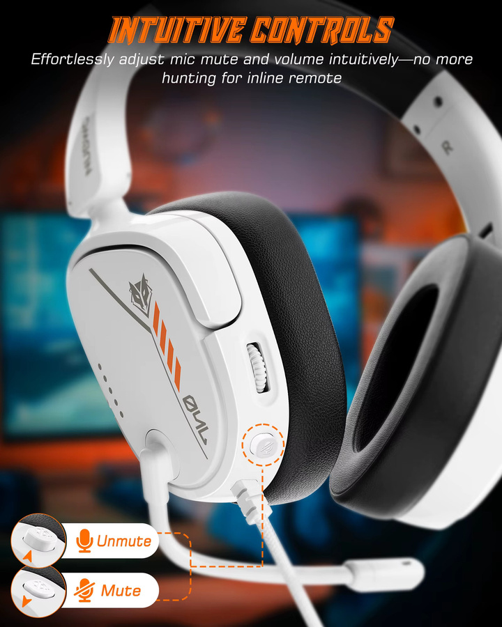 NUBWO HG04L Gaming-Headset in Pink und Weiß mit 3,5-mm-Klinkenanschluss, unidirektionalem Mikrofon und On-Ear-Bauweise für PS5, PS4, Xbox Series X|S, Xbox One und Nintendo Switch - Bild 4