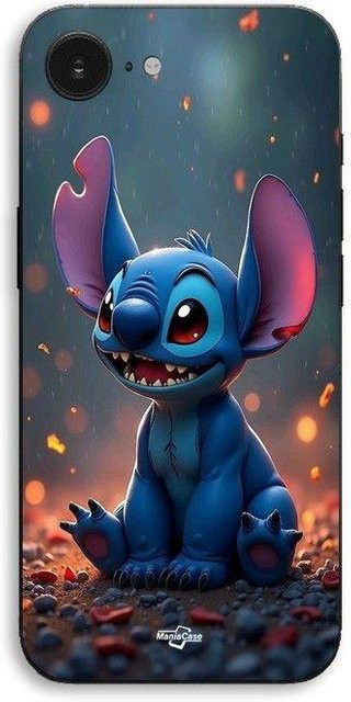 MANIACASE iPhone 17e Hülle mit süßem Stitch 3D-Kunst Design in Schwarz und Multicolour - Bild 1