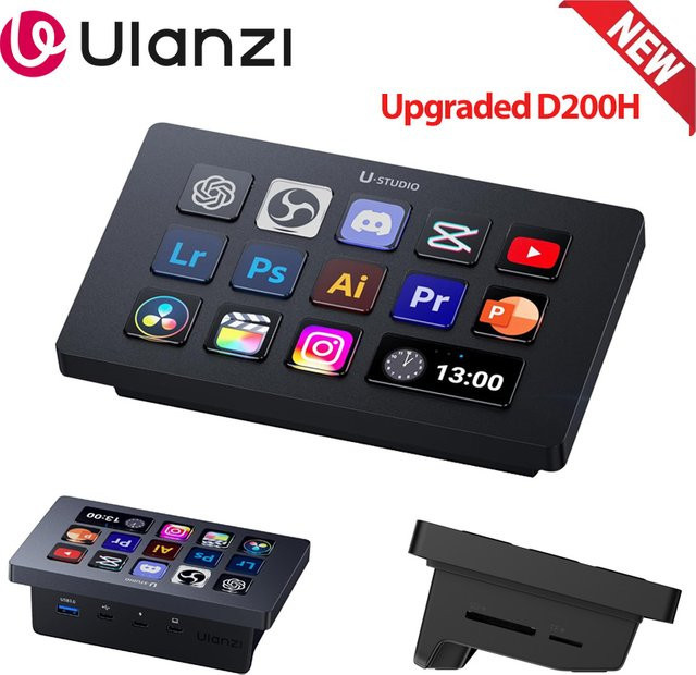 Ulanzi D200H Live-Streaming-Controller mit 13 LCD-Tasten in Schwarz für Content-Erstellung, Gaming und Videobearbeitung - Bild 1