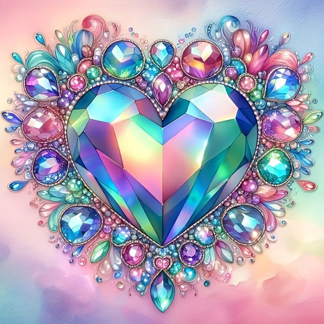EverShine Diamant-Mosaik DIY Set Herz-Motiv in Multicolour mit 5D Vollquadrat Rundbohrern zur Wanddekoration - Bild 1