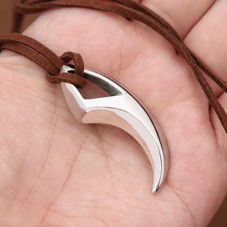 Halskette Wolf Fang Anhänger, Edelstahl, Silber, Vintage, Unisex - Bild 3