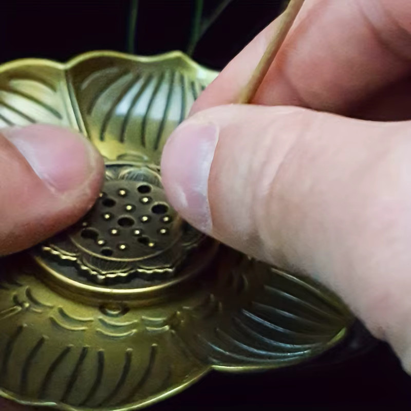 MINIDEAL Lotus-Räuchergefäß aus Metall in Gold und Bronze für Räucherkegel und Räucherstäbchen - Bild 3