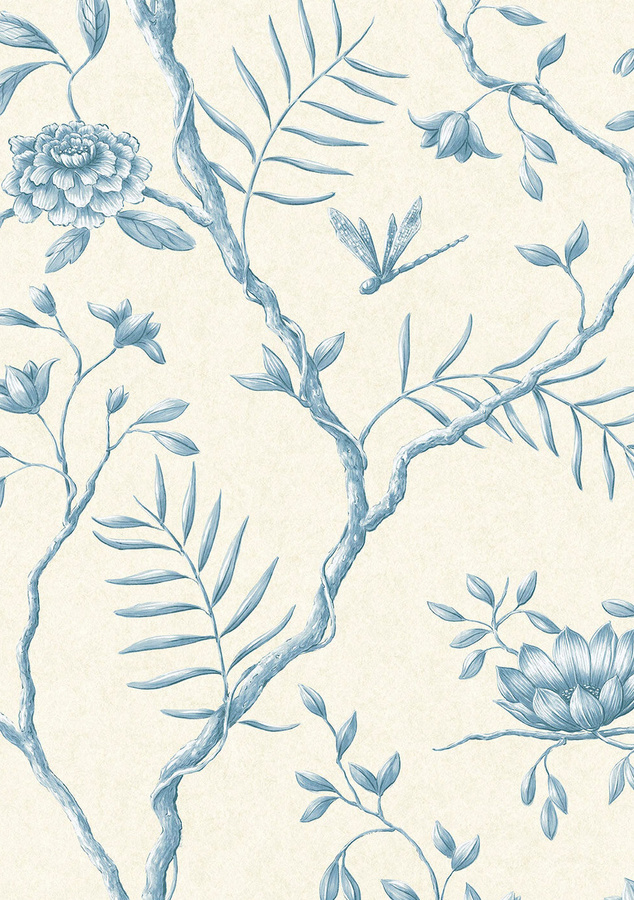 Lewis & Wood Tapete Jasper Peony in China Blue mit floralem Design und botanischem Muster - Bild 1