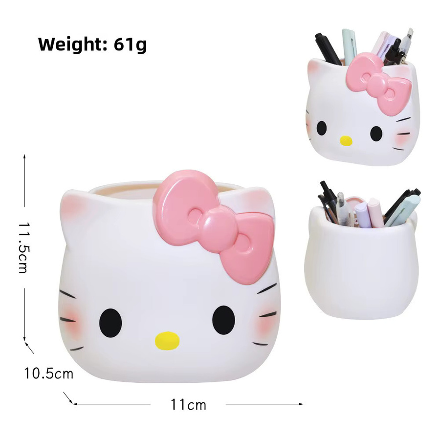 Sanrio Hello Kitty Stifthalter aus Keramik in Weiß als niedlicher Schreibtisch-Organizer für Schule und Büro - Bild 3