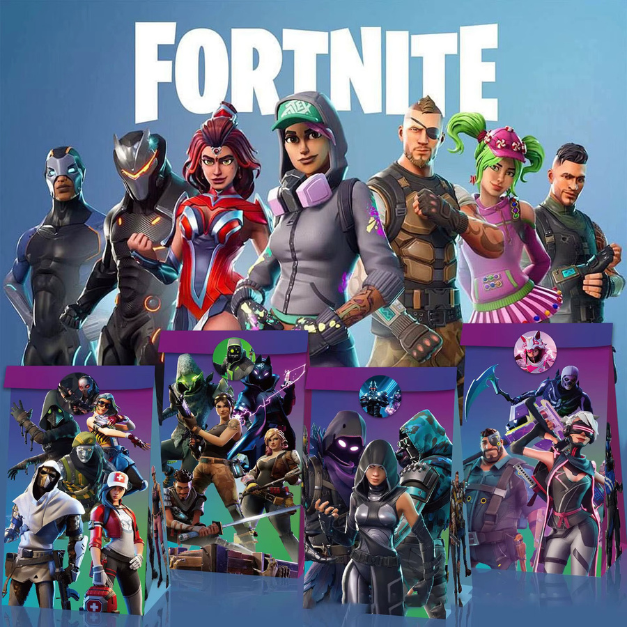 Fortnite Kraftpapier Snackbox mit Aufklebern für deine Geburtstagsparty in Mehrfarbig - Bild 4