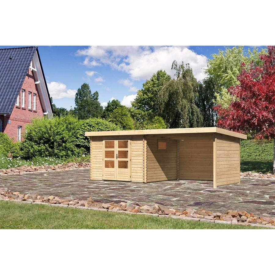 Karibu Gartenhaus Jeebel 3 Set aus Holz in Natur Braun mit Rück- und Seitenwand - Bild 2