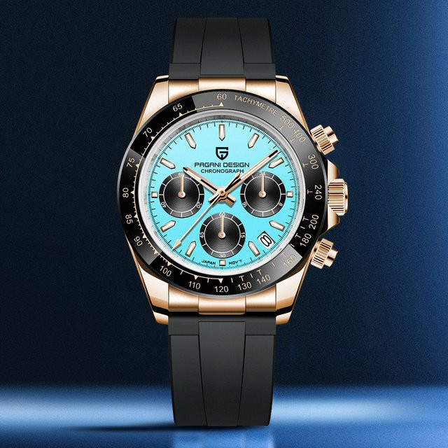 Pagani Design Armbanduhr, Chronograph, Quarz, Edelstahl, Blau, Herren - Bild 1
