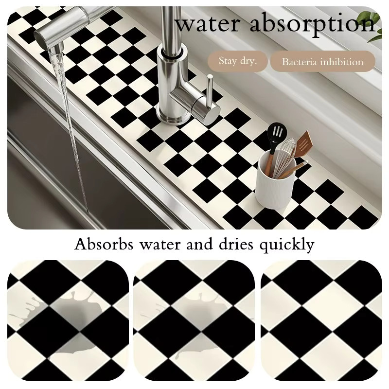 VIKAMA Spülbecken-Ablaufmatte wasserabsorbierend und rutschfest für die Küchenarbeitsplatte - Bild 3