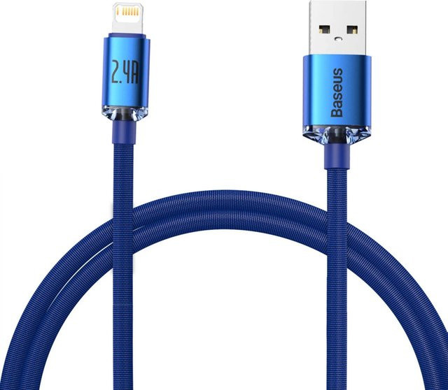 Baseus Crystal Shine Serie USB-A auf Lightning Daten- und Ladekabel 18W in Blau, Länge: 2 m - Bild 1