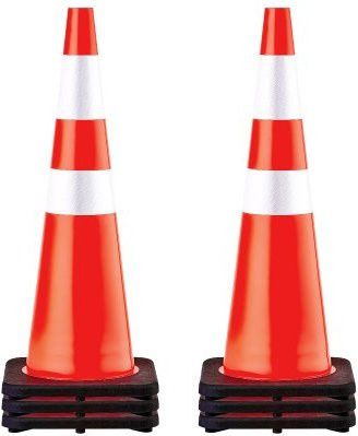 VEVOR 6er-Pack Verkehrskegel Orange aus PVC mit schwarzer beschwerter Basis, Höhe: 92 cm - Bild 1