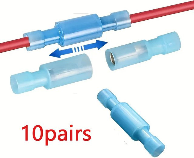 10 Paar Nylon Bullet Schnellverbinder Set mit isolierten elektrischen Crimp Steckverbindern in Blau - Bild 1