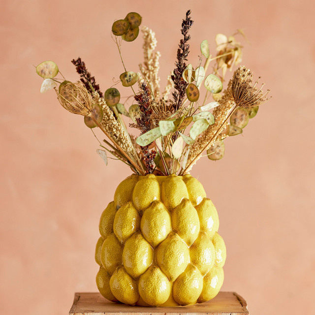 Bloomingville Vase aus Steinzeug in Gelb mit Zitronen-Design - Bild 1