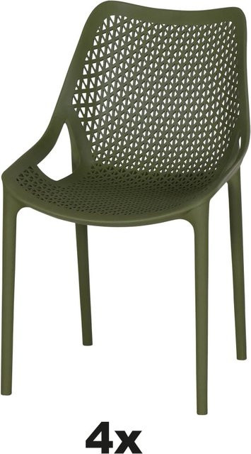 Siena Garden Stapelsessel-Set District 4-teilig aus glasfaserverstärktem Polypropylen in Olive Matt - Bild 1