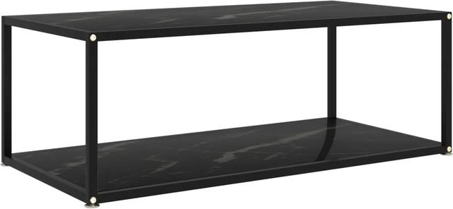 vidaXL Couchtisch in Schwarz mit Hartglas in Marmor-Optik, B/T/H: 100 x 50 x 35 cm - Bild 1