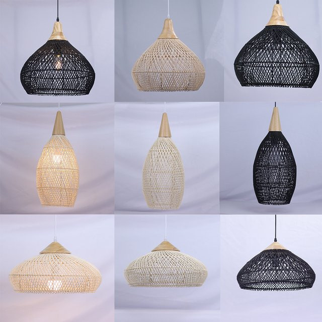 JOYINLED Kronleuchter im japanischen Stil aus Rattan, handgefertigte LED-Hängelampe in Vintage-Optik für Esszimmer und Wohnräume - Bild 1