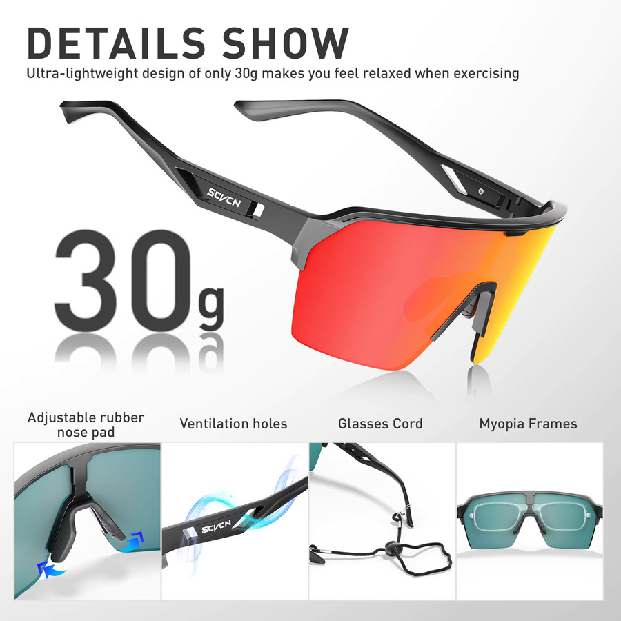 Scvcn Sportsonnenbrille, Baseballbrille, Gold, Unisex, Vollrand - Bild 2