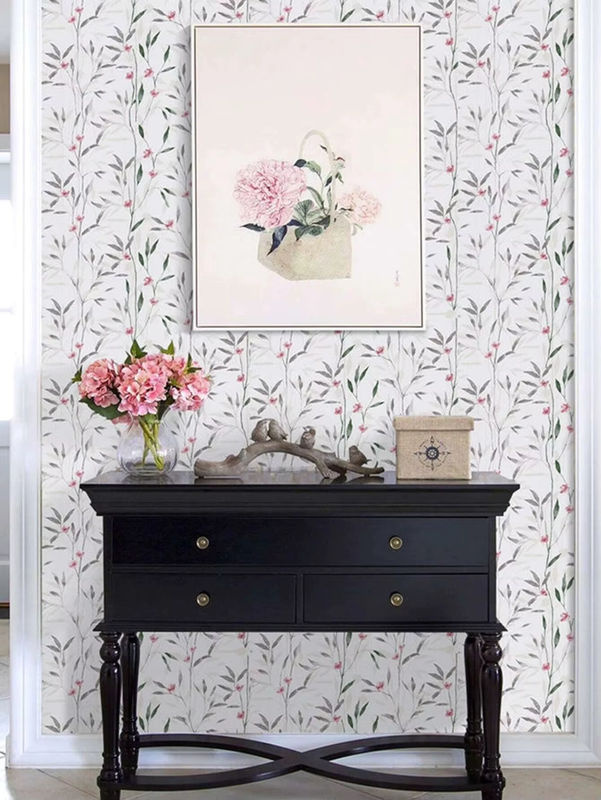 Selbstklebende Vinyl-Tapete von Wokhome mit Blumenblättern in Weiss und Multicolour, wasserfeste und abnehmbare Wandgestaltung zur Möbelrenovierung - Bild 3