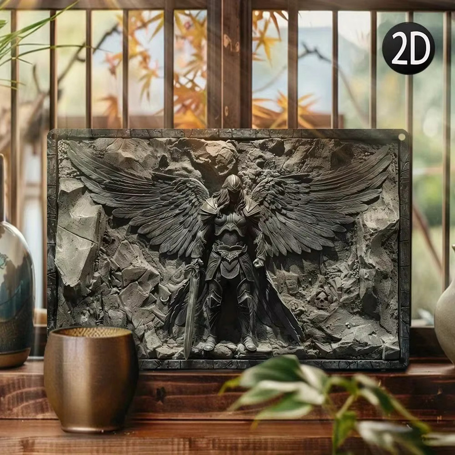 HELLOYOUNG Vintage-Ritter-Assassin-Schild aus Metall zur Wandmontage, Wandkunst für Café, Bar oder Männerhöhle, Höhe: 20 cm, Breite: 20 cm - Bild 1