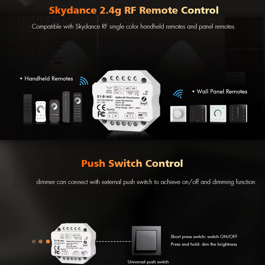 CENFAYA Tuya Smart Life Zigbee LED Dimmer Lichtschaltermodul in Weiß, kompatibel mit Alexa und Google Home - Bild 3