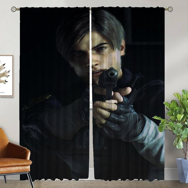 Verdunkelungsvorhang Leon-Kennedy Tüll Set mit 2 Paneelen in Schwarz für Halloween Dekoration, Breite: 50 cm, Höhe: 70 cm - Bild 1
