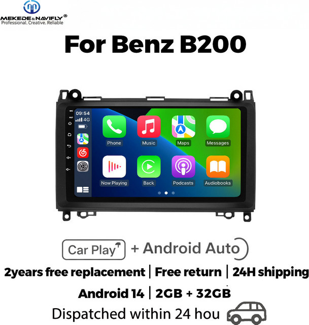 NAVIFANS Android 14 Autoradio mit Wireless Carplay für Mercedes Sprinter, Vito W639, Viano und B-Klasse W169 W245 W209 in Schwarz - Bild 1