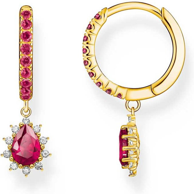 Thomas Sabo Creolen, 925 Silber, vergoldet, rote Steine, Damen - Bild 1