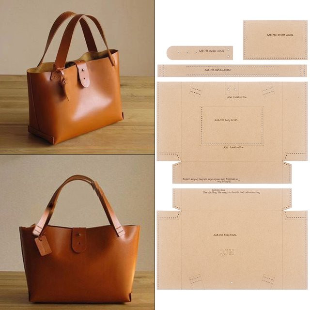 QJH DIY Kraftpapier-Schablonen Set zum manuellen Schneiden und Nähen von großen Leder-Tragetaschen und Handtaschen - Bild 1