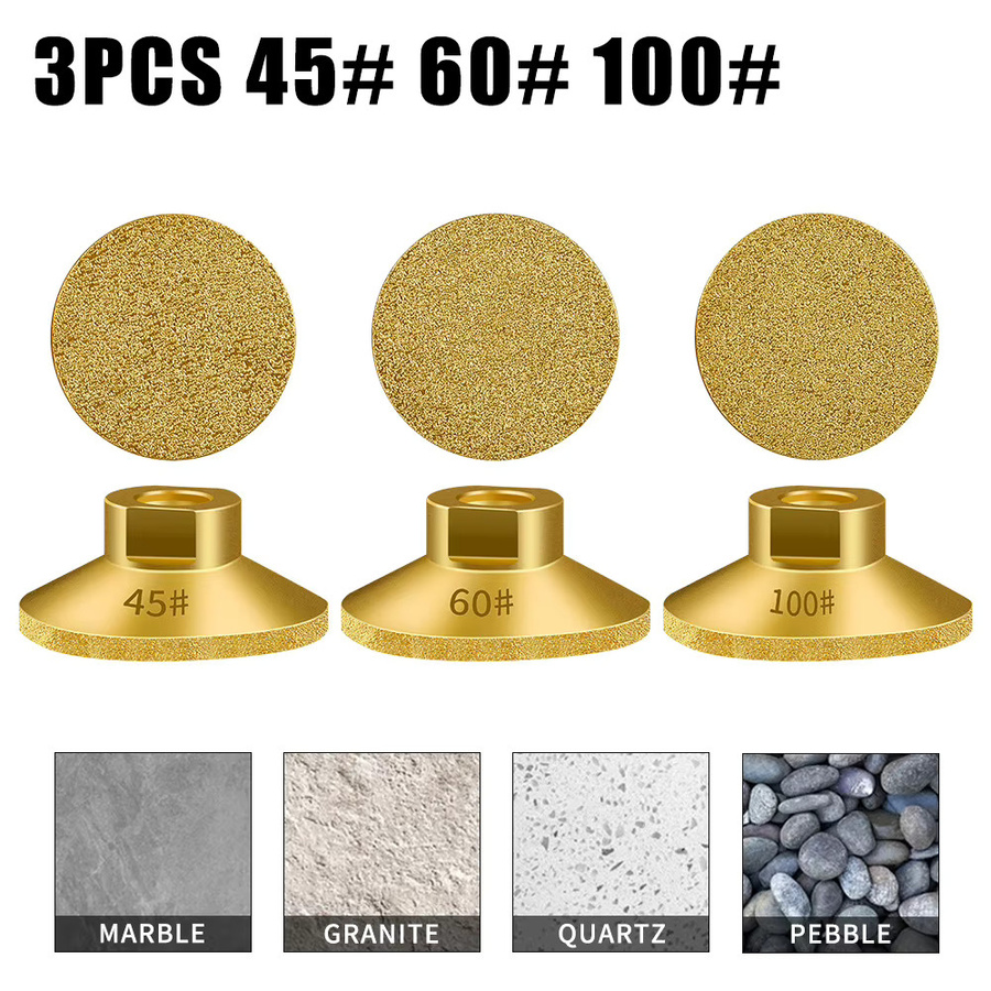 SLADE 4er Set Diamantgelötete flache Schleifköpfe M10 für Marmor und Stein zum Trimmen und Polieren mit Winkelschleifer, Gold - Bild 3