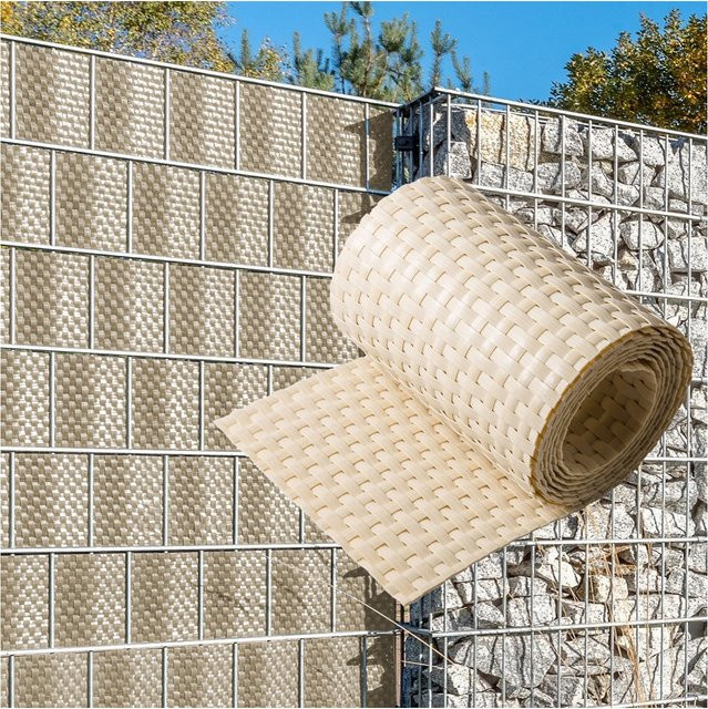 NYVI Polyrattan Sichtschutzstreifen Privafence für Doppelstabmatten Zaun, Beige, 10 Stück, Höhe: 19 cm, Länge: 255 cm - Bild 1