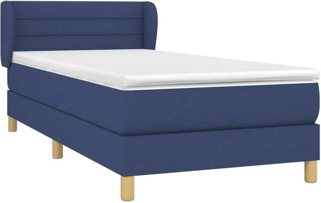 vidaXL Boxspringbett mit Matratze Blau Stoff Hybrid-Design B/T/H: 90 x 200 cm - Bild 1