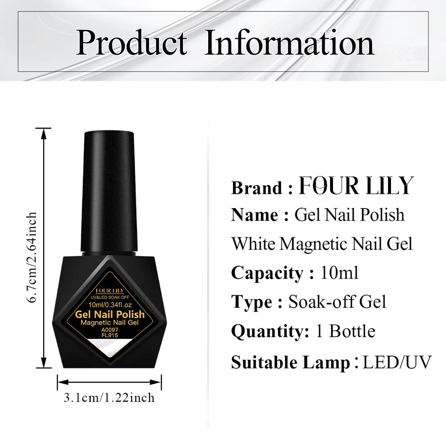 Four Lily Magnet-Gel-Nagellack, Weiß, Glänzend, 10 ml - Bild 5