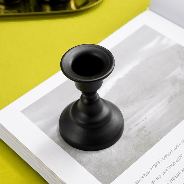 VIBRATITE Vintage Metall Kerzenhalter aus Eisen für Säulenkerzen in Gold und Schwarz - Bild 1