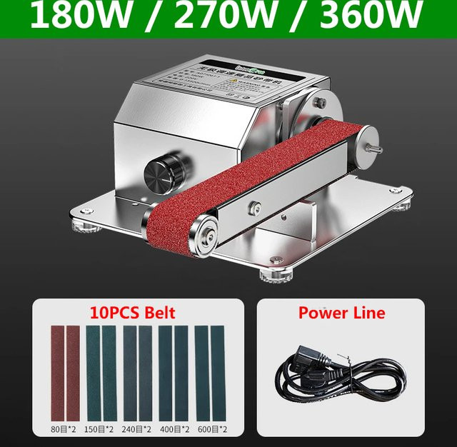 Dutoofree Mini-Elektro-Bandschleifer mit einstellbarer Geschwindigkeit, Tischgerät zum Schärfen und Polieren, Silber - Bild 1