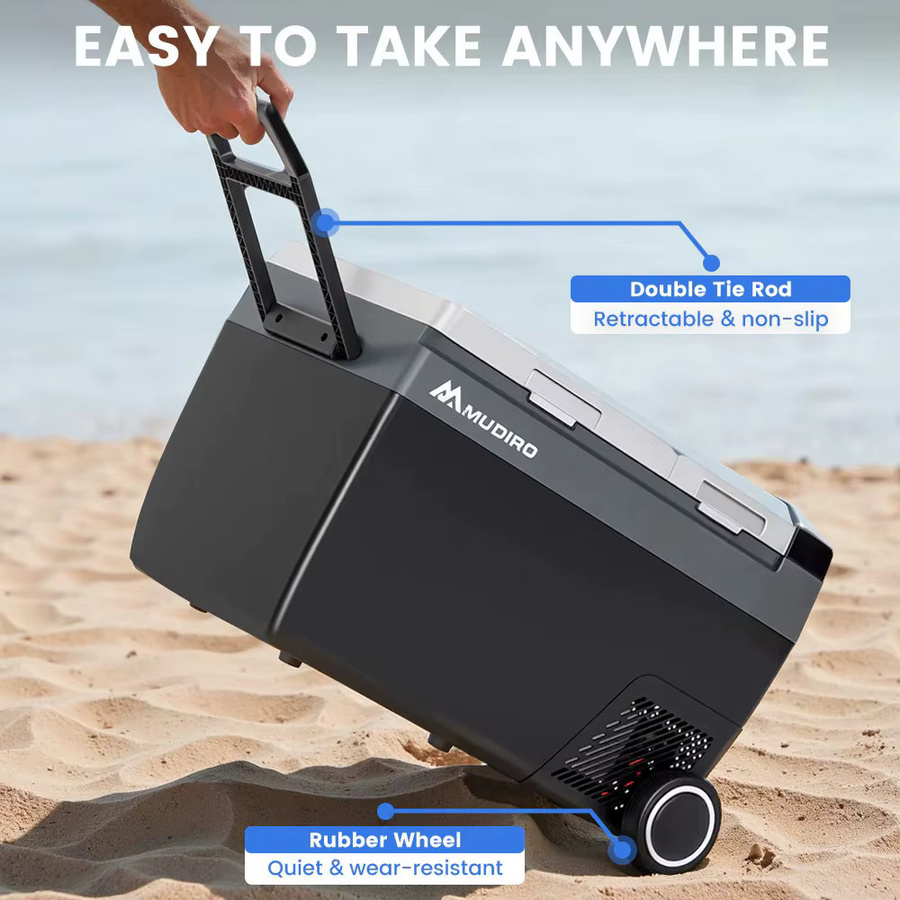 Mudiro 12V Auto-Kühlschrank mit Eiswürfelbereiter und Rollen, 45 Liter, ideal für Camping, Reisen und Outdoor - Bild 6