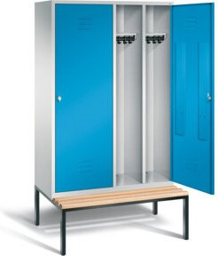 C+P Spind Classic mit Türen, Front Lichtblau, Korpus Lichtgrau und Gestell Schwarzgrau, H x B x T: 209 x 119 x 81,5 cm - Bild 1