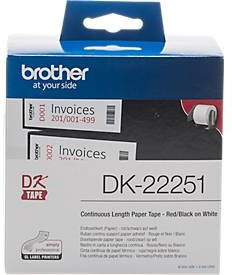 Brother Endlosetikett DK-22251 für QL-800, QL-810W und QL-820NWB, Thermopapier in Weiß für Rot-Schwarz-Druck - Bild 1