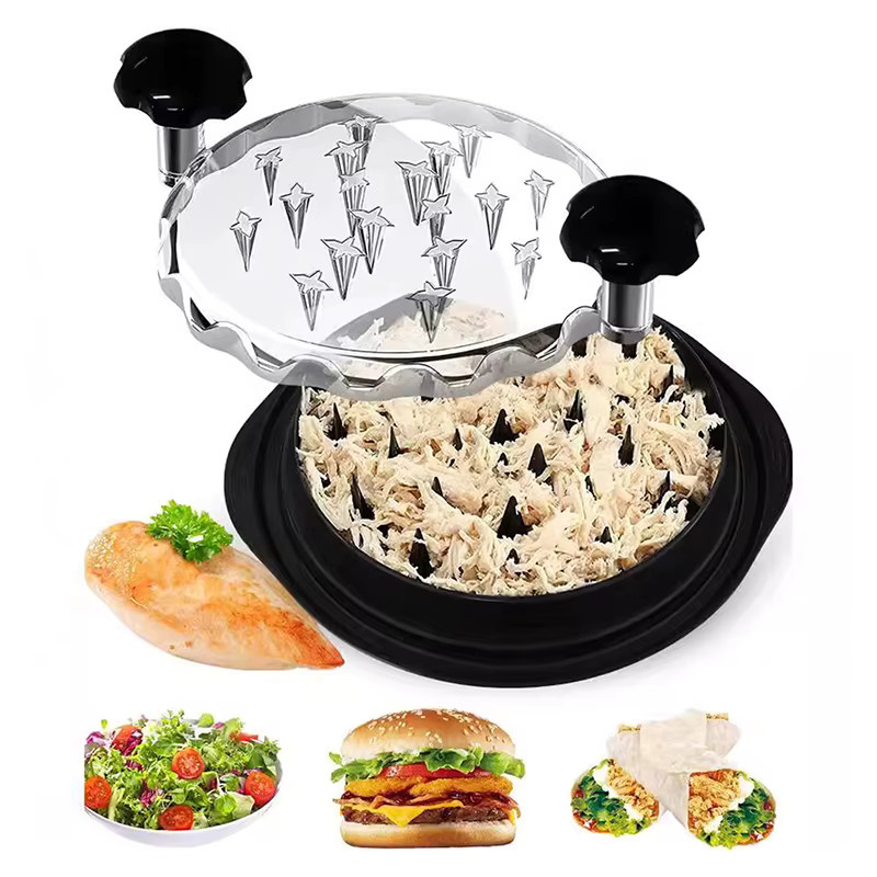 Hühnerfleischwolf aus Kunststoff mit transparentem Deckel und rutschfester Basis in Schwarz, ideal für Fleisch und Gemüse - Bild 3