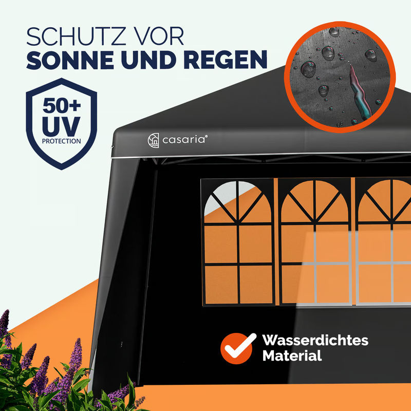 Seitenwand 2er-Set für Faltpavillon Capri in Schwarz, B/H: 3 x 3 m - Bild 2