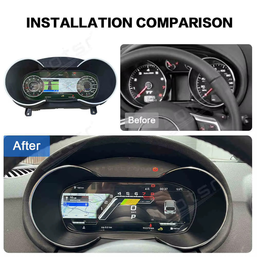 Aotsr Drahtloses CarPlay LCD Instrumentencluster für Audi TT 2008 bis 2014 mit Android Multimedia Player und Bluetooth in Schwarz - Bild 2