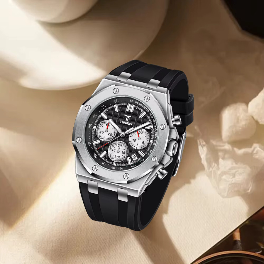 TYBERLEY Chronograph, Quarzuhr, Edelstahl, Weiß, Herren - Bild 2