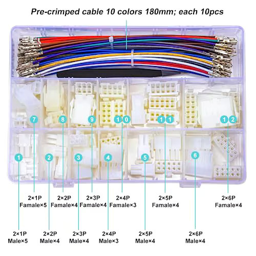 Molex Mini-Fit Jr. Stecker und Buchse Set mit 20AWG Kabeln, zweireihig, MX 4,2-MF-180 Kit - Bild 2