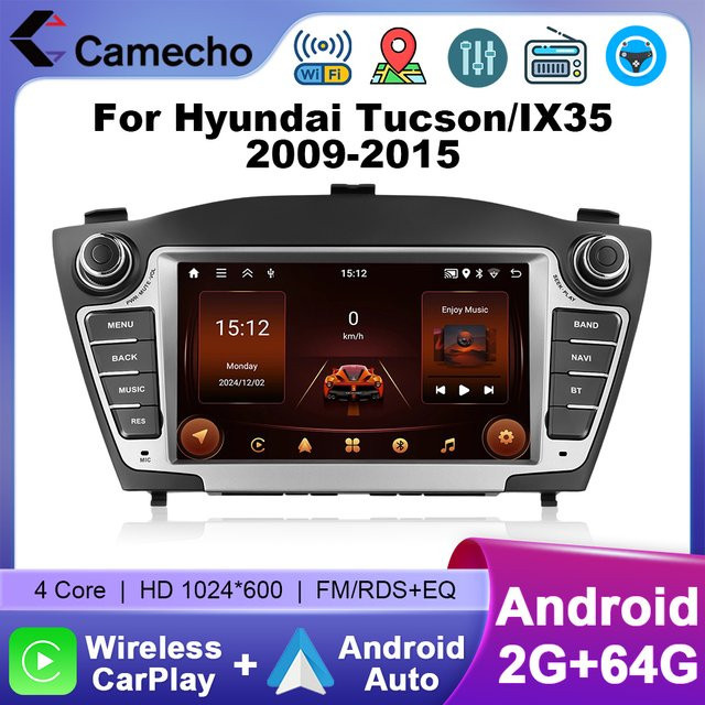 Camecho Multimedia-Player für Hyundai Tucson/IX35 2009-2015 mit 64GB Speicher, Android Auto, Wireless CarPlay, GPS und WiFi in Schwarz - Bild 1