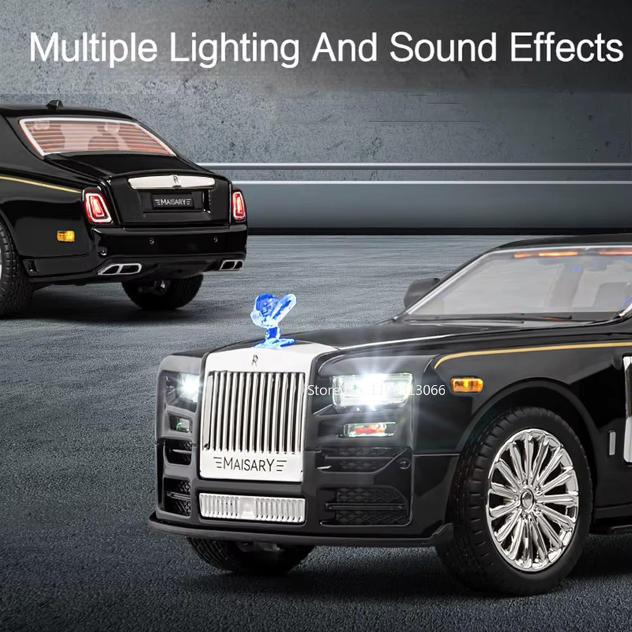 MAKEDA Rolls Royce Phantom, Spielzeug Modell Auto, mit Licht und Sound, Metall, Schwarz - Bild 5