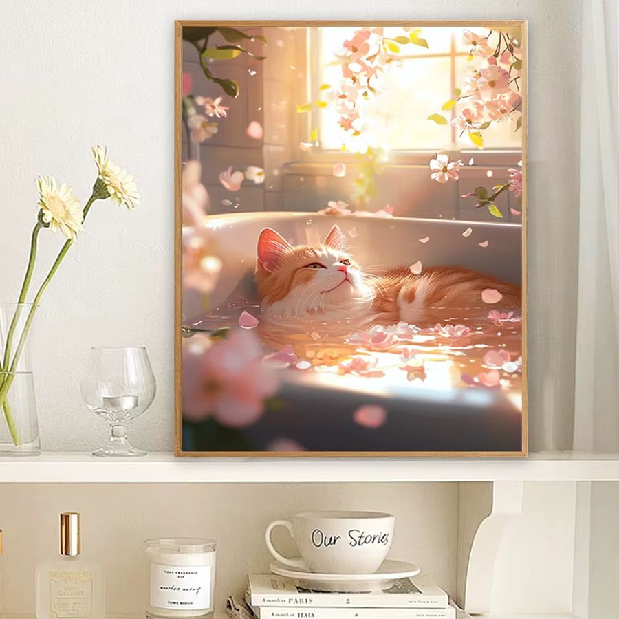KAYOU 5D DIY Diamant Malerei Schwarze Katze als personalisiertes Handarbeit-Geschenk zur Wohnzimmer Dekoration, Breite: 20 cm, Höhe: 30 cm - Bild 2