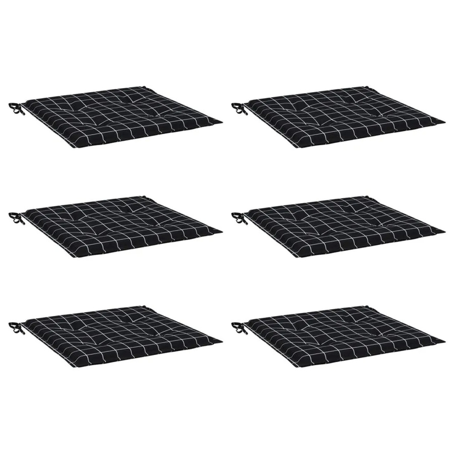 6er Set vidaXL Gartenstuhl-Kissen in Schwarz-weiß mit Karomuster aus wasserabweisendem Oxford-Gewebe, B/T/H: 50 x 50 x 4 cm - Bild 2