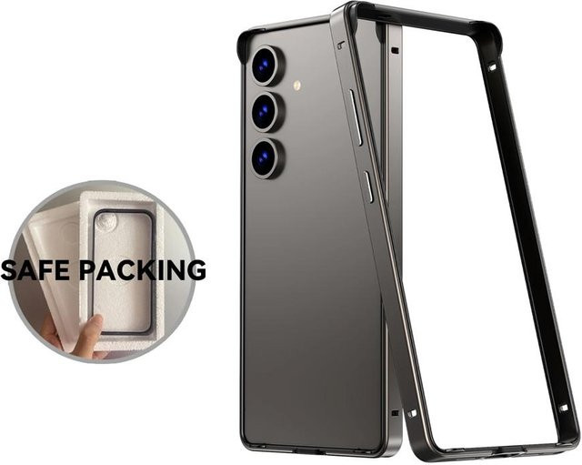 Stilvolle Schutzhülle mit Aluminium-Metallrahmen für Samsung Galaxy S26 Ultra, S25 und S24 Plus in Silber oder Schwarz mit Wärmeableitung - Bild 1