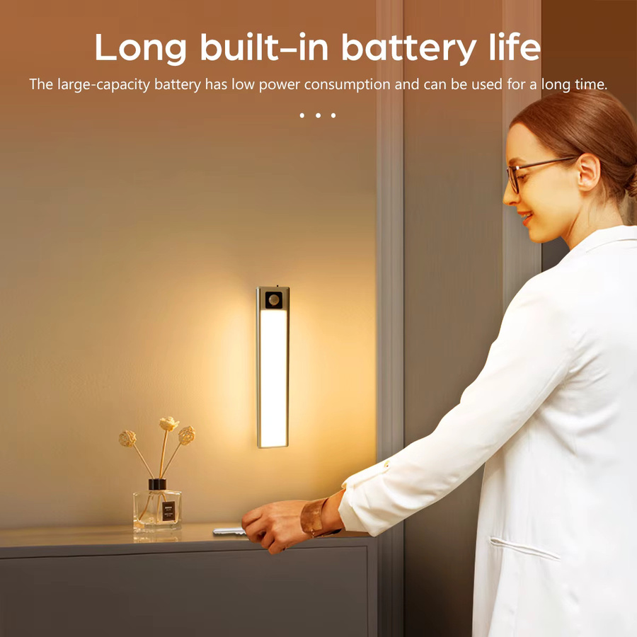 Tragbare LED Bar Leuchte mit PIR Bewegungssensor und Aluminium Körper, USB wiederaufladbar, Warmweiß, für Küche, Schlafzimmer und Badezimmer - Bild 3