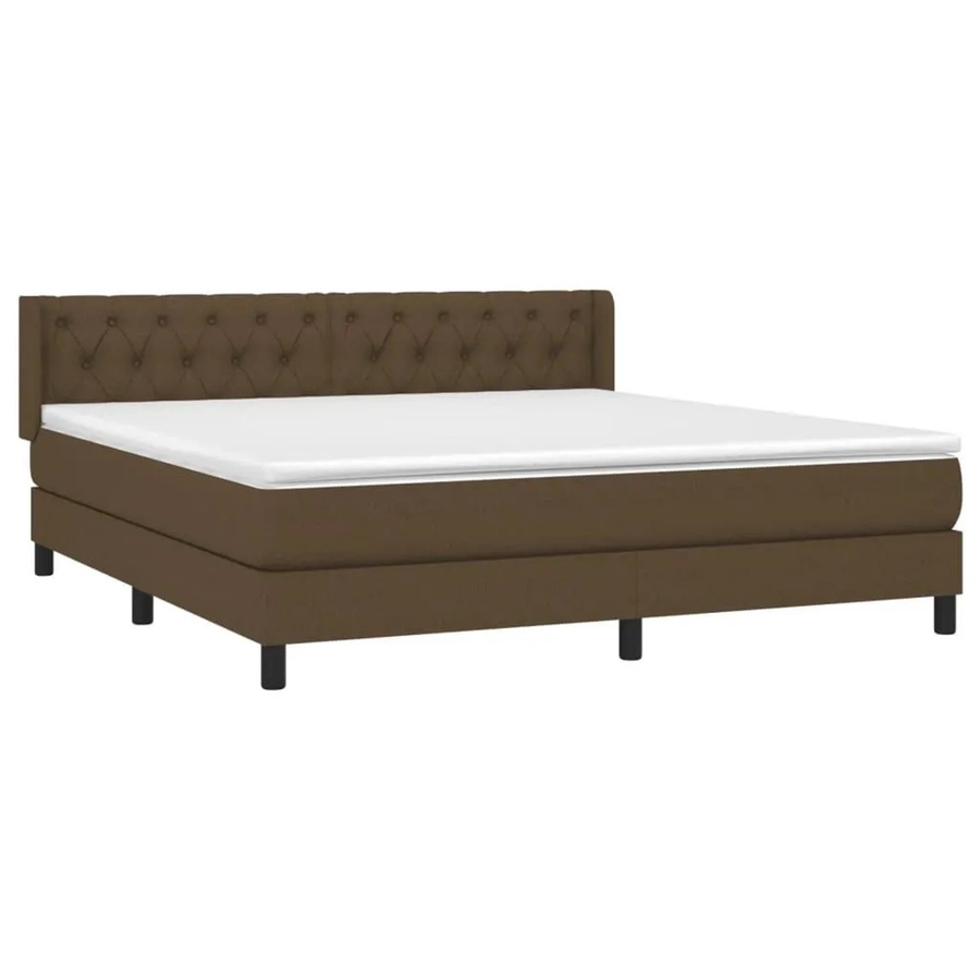 vidaXL Boxspringbett mit Matratze Dunkelbraun, Hybrid-Bett mit Taschenfederkern aus Stoff, B/T: 160 x 200 cm - Bild 2