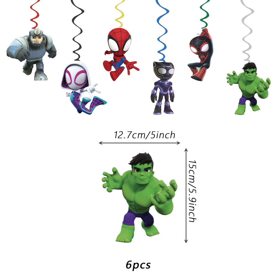 Spidey und seine fantastischen Freunde Partydekoration für Kinder mit deckenhängenden Spiralen aus Papier, Mehrfarbig - Bild 2