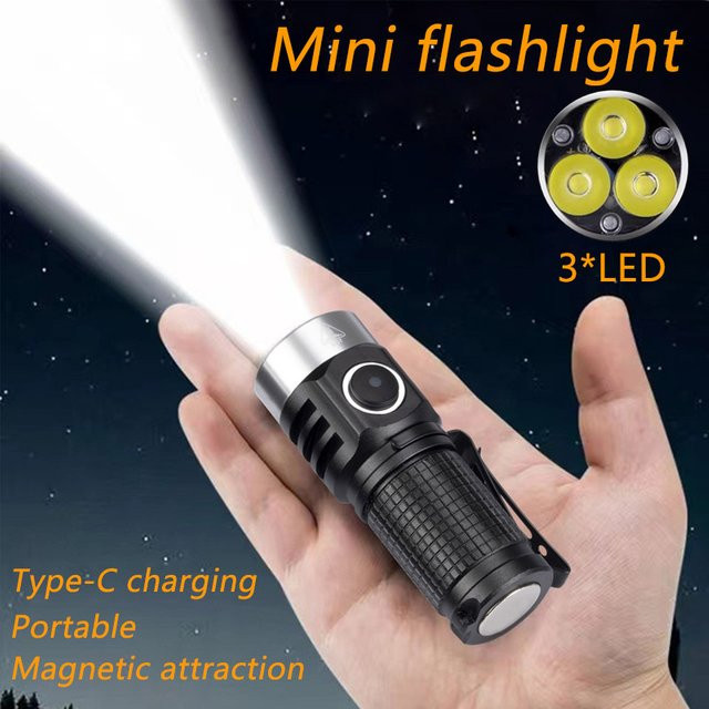 NEWBIRTH LED-Schlüsselanhänger-Taschenlampe in Schwarz mit 1000 lm, tragbare Mini-Taschenlampe mit Magnet, Flutlicht und IP68-Schutz - Bild 1